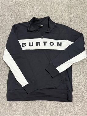 Burton Black and White Quarter Zip with Bold Logo